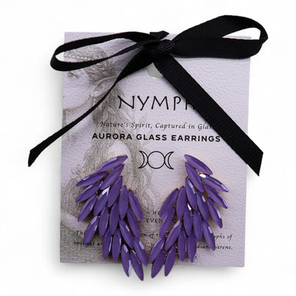 Lavender Vintage Glass Angel Wing Earrings