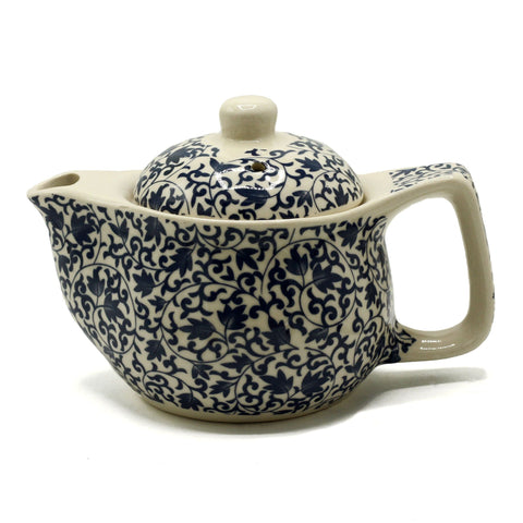 Small herbal teapot with an all-over blue pattern