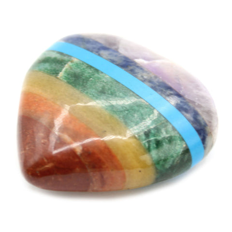 Bonded chakra heart with a bright turquoise band between green and dark blue stone