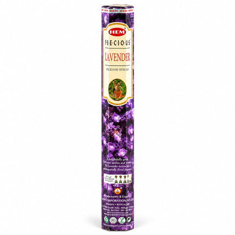 HEM Precious Lavender incense in a purple hexagonal pack