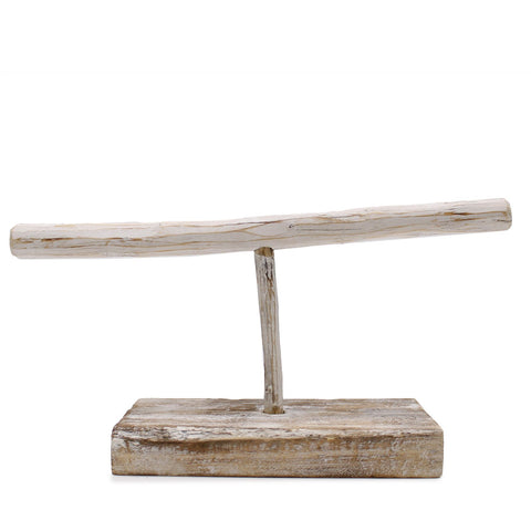 Single Branch Jewellery Stand, whitewashed branch on a rectangular base, shown from the front