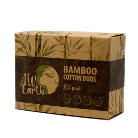 Front view of the closed bamboo print box, with the dark Bamboo Cotton Buds label visible