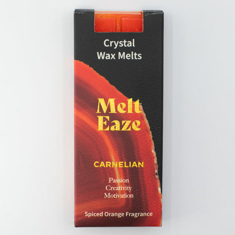 MeltEaze Wax Melts 50g, Carnelian Fire, Spiced Orange, front of black and orange box