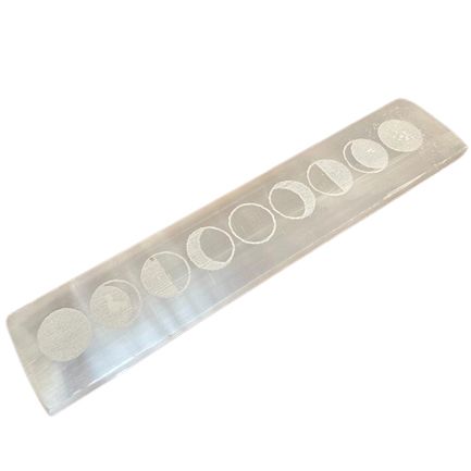 Flat Bar Charging Plate 20cm, Moon Cycles, pale translucent bar shown diagonally on white