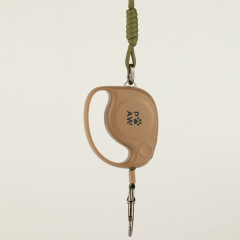 PAW Elephant Strap brown retractable lead with olive green wrist strap