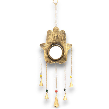 Indian Hamsa Chime with Large Mirror, 5 Bells