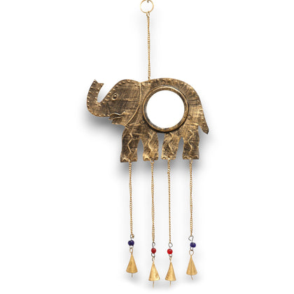 Elephant Wind Chime with Large Mirror, 4 Bells