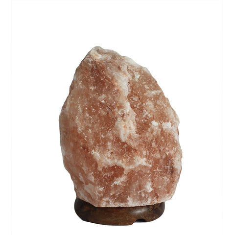 Quality Salt Lamp, apx 1.5, 2kg, rough pink and white stone on a dark wooden base