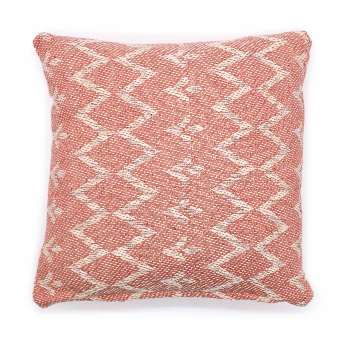 Classic Cushion Cover, Jaggered Pink, 40x40cm, shown front-on with a pale zigzag diamond pattern