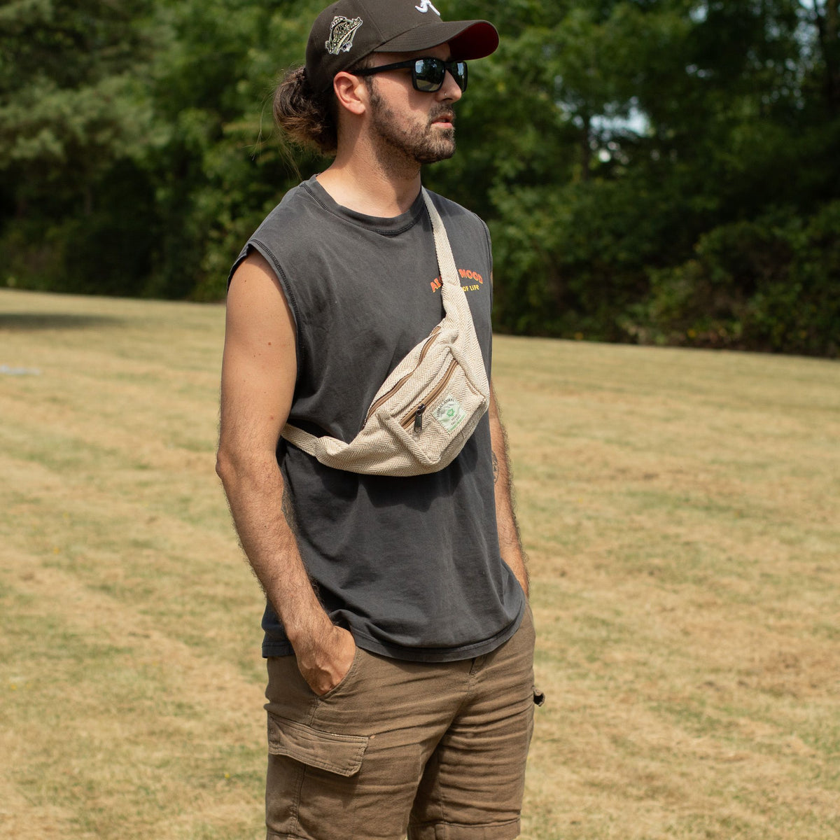 Cotton Hemp Style Belt (or Fanny) Bag - Natural
