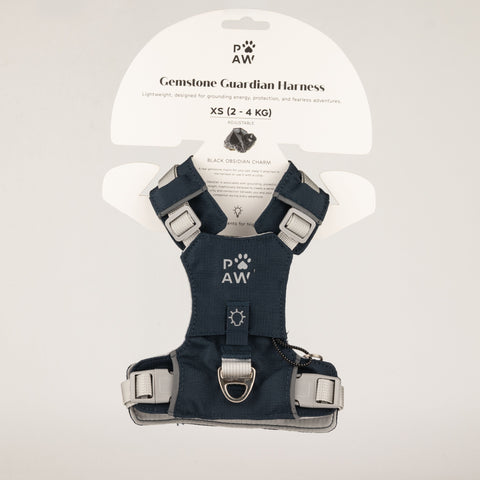 PAW step-in dog harness with reflective details and paw charm