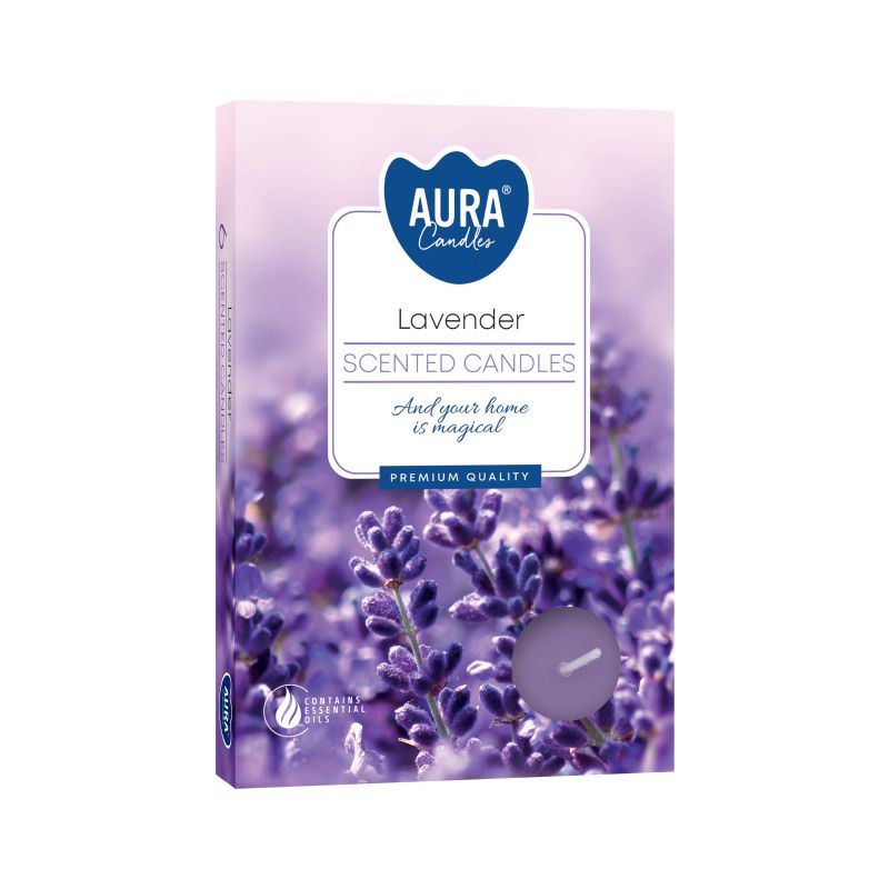 A pack of six lavender scented tealights.