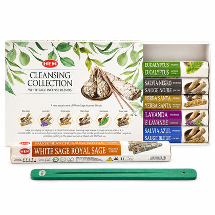 HEM White Sage Collection and Ashcatcher Incense, asst pack 6