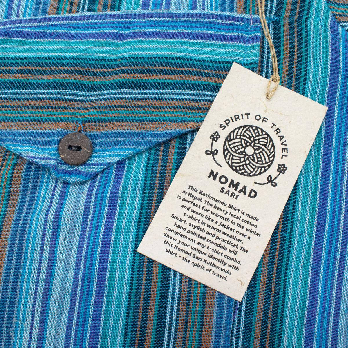 Nomad Sari Grandad Shirt - Turquoise - XL