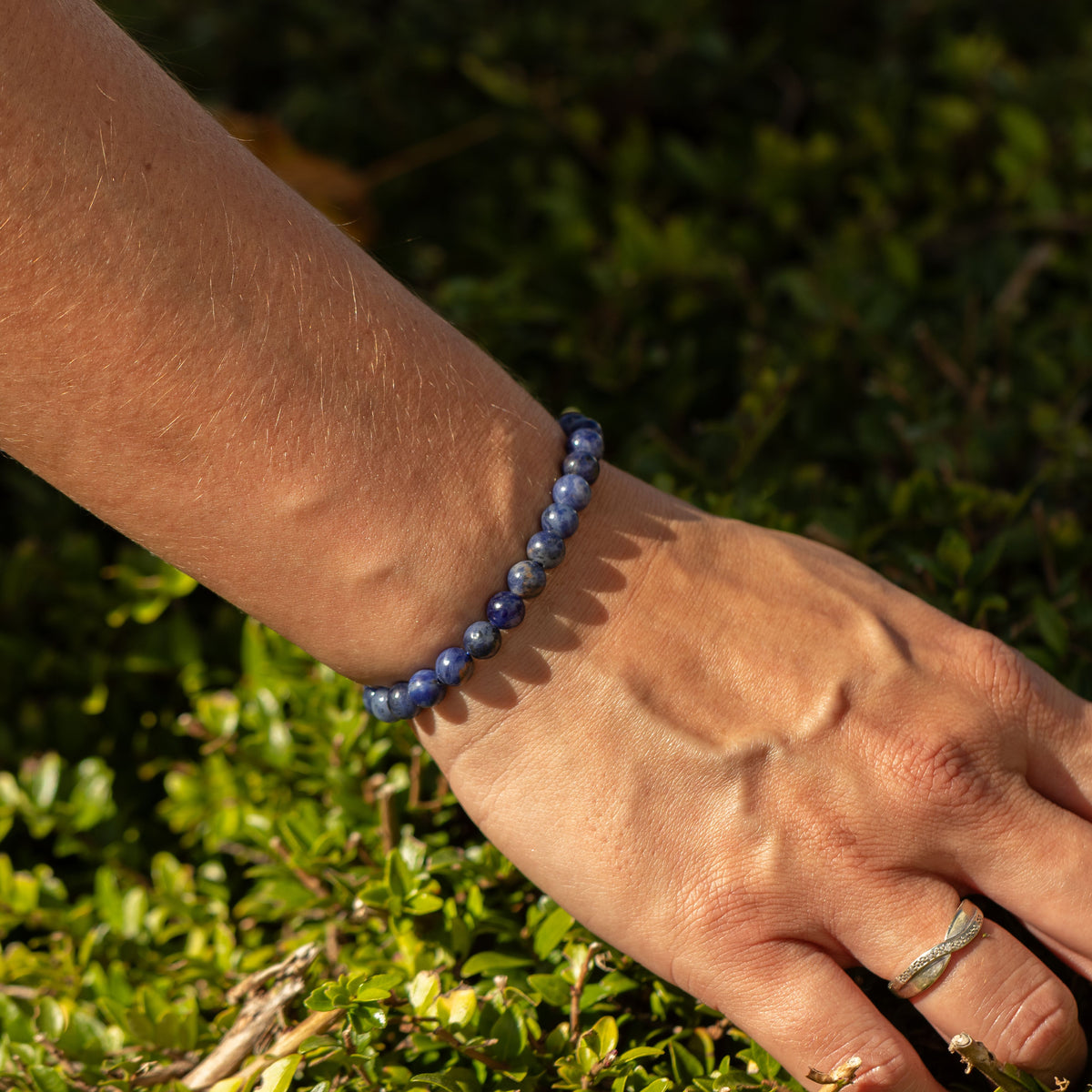 Close view of the bracelet worn on a hand