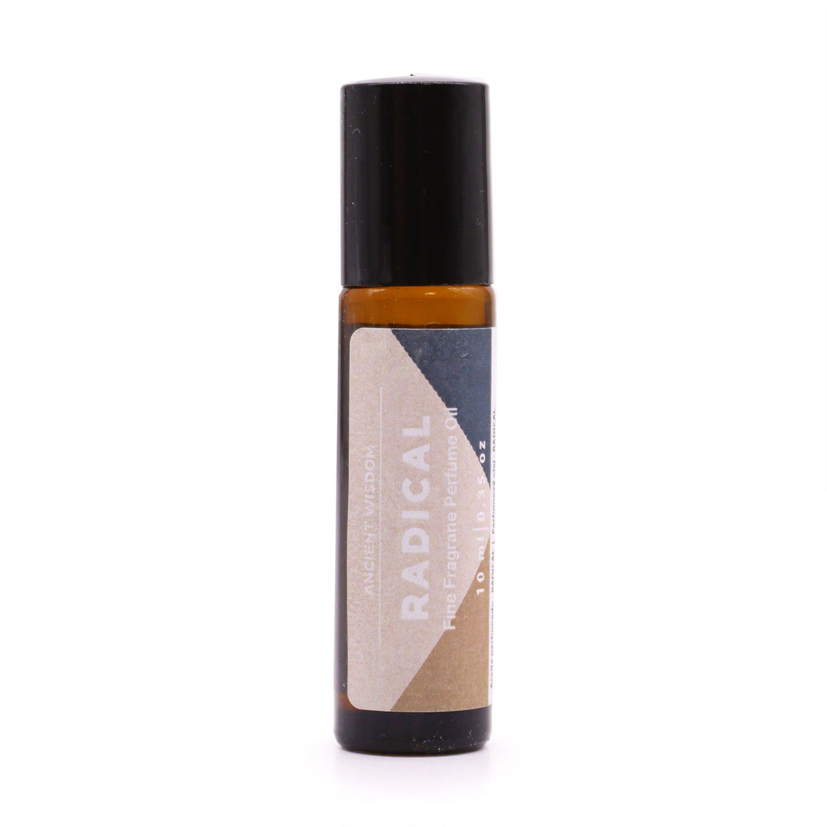 Radical Fine Fragrance Perfume Oil 10ml in an amber glass roll-on bottle with a black cap