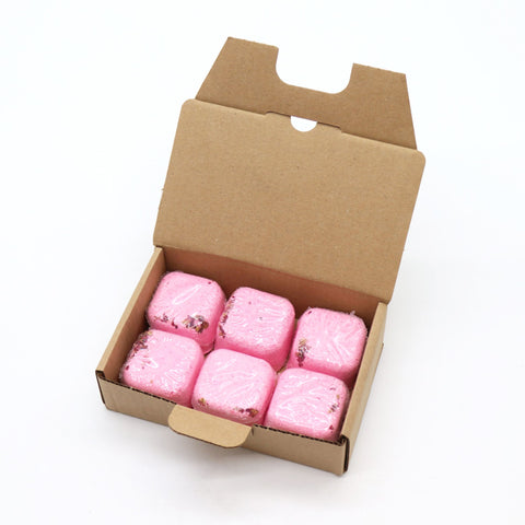 Open box of six Steamy Shower shower steamers