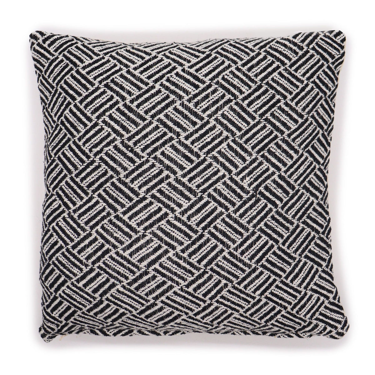 Criss-Cross Black cushion cover shown square-on against a white background
