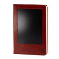 Red intention notebook with a black LCD screen on the cover