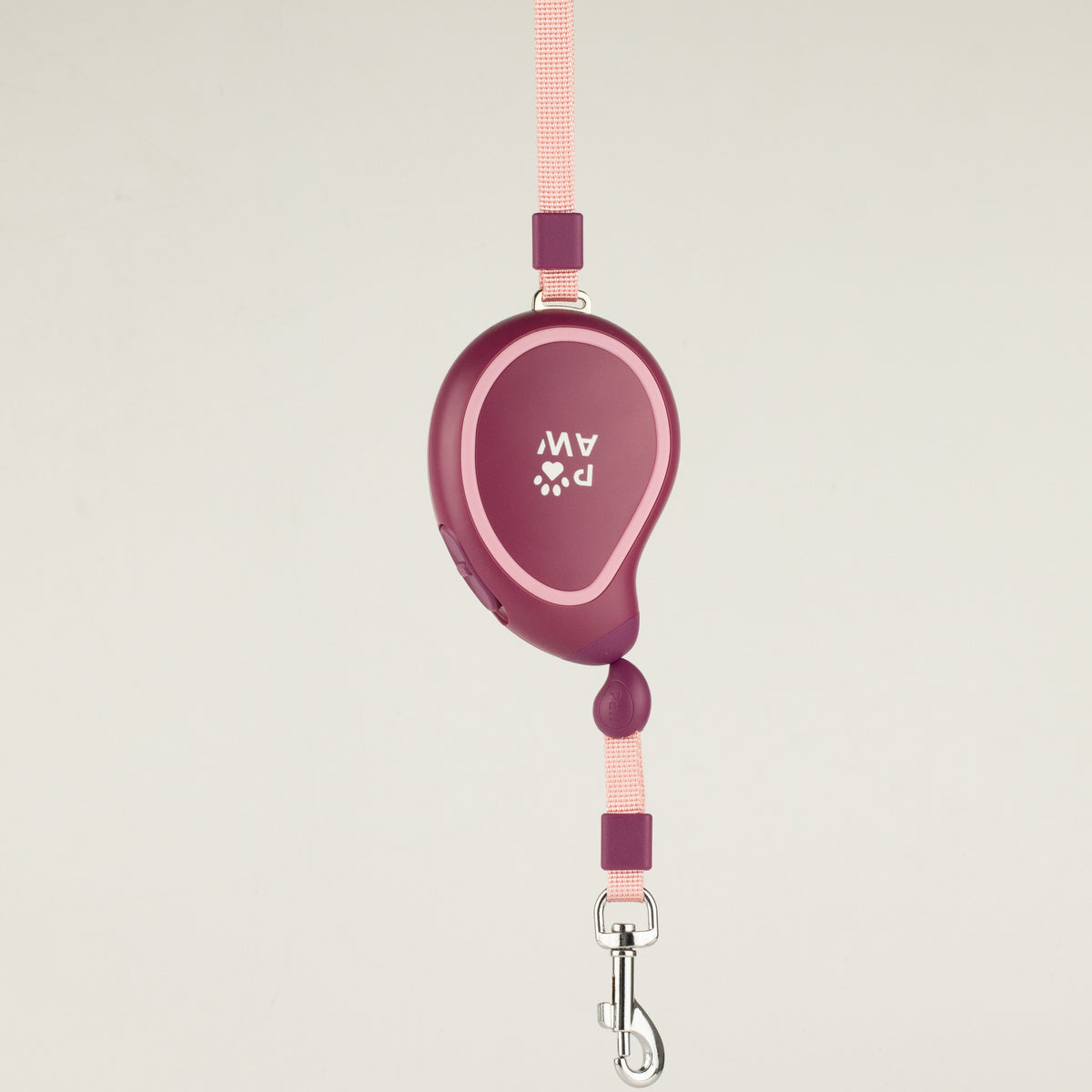 Paw Mini Mango lead with plum casing, pink tape and metal clip
