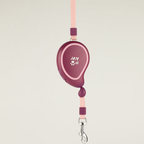 Paw Mini Mango lead with plum casing, pink tape and metal clip