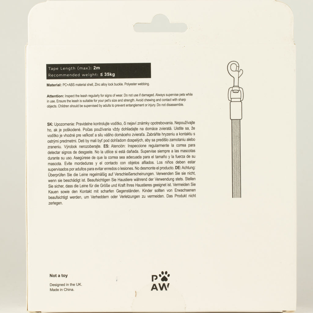 Back of the packaging with tape length and product information
