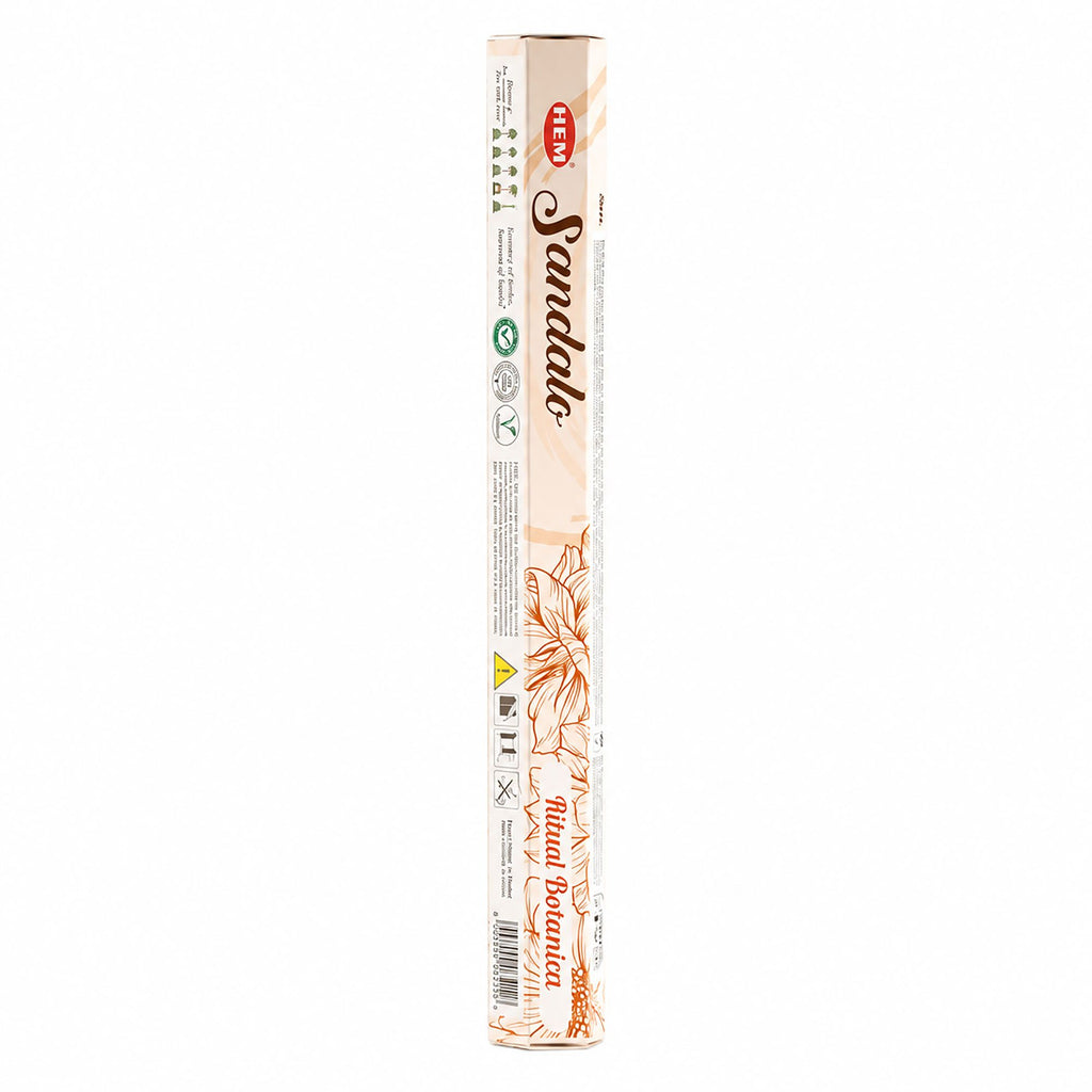 HEM Smudge Sandal incense pack, shown upright