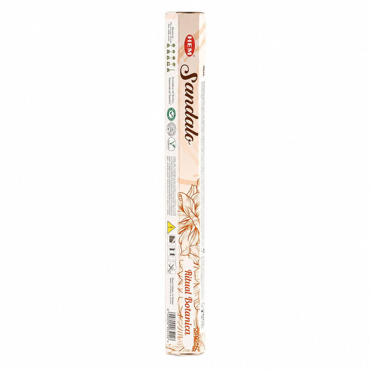 HEM Smudge Sandal incense pack, shown upright