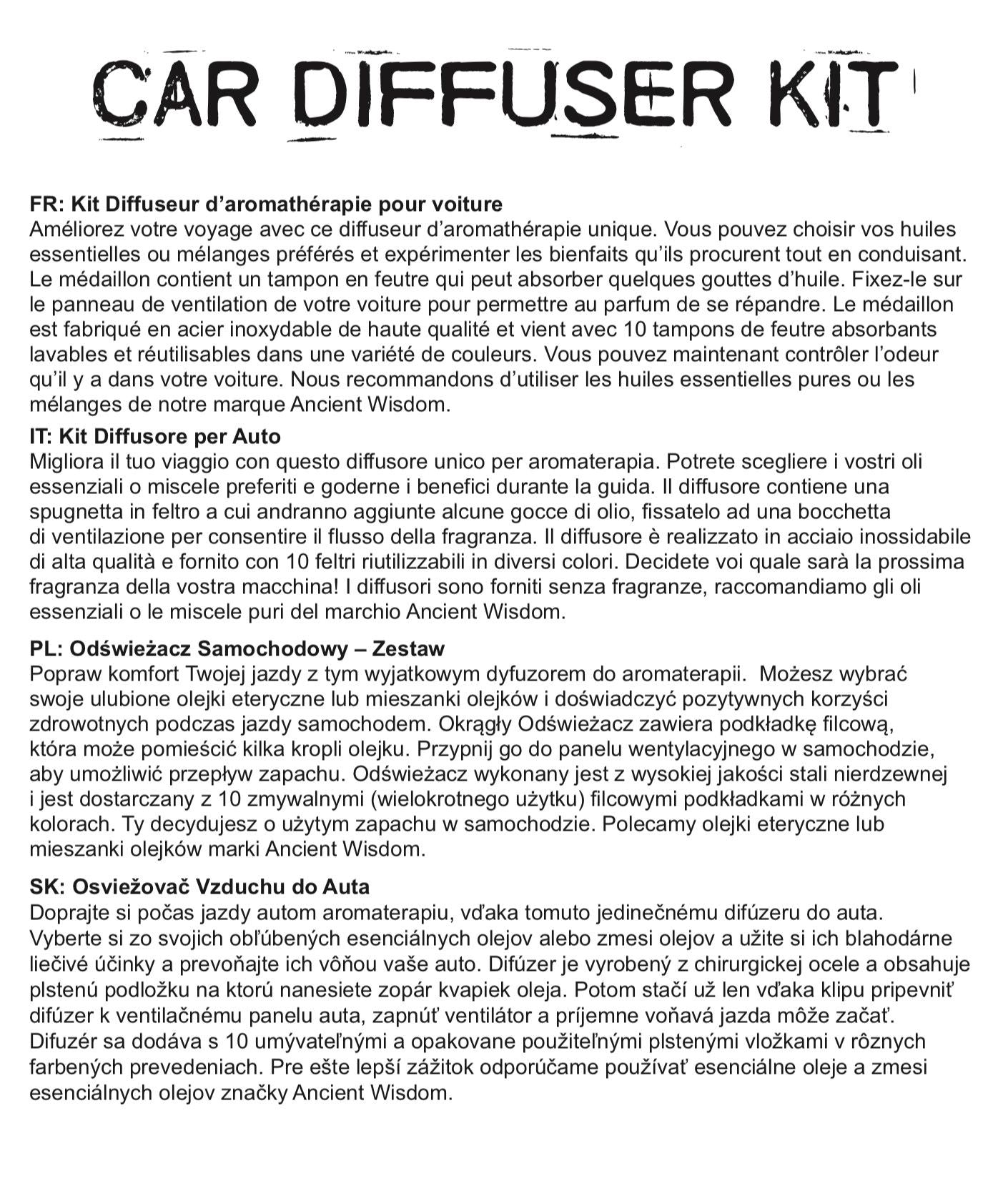 Car Diffuser Kit - Flower of Life - 30mm