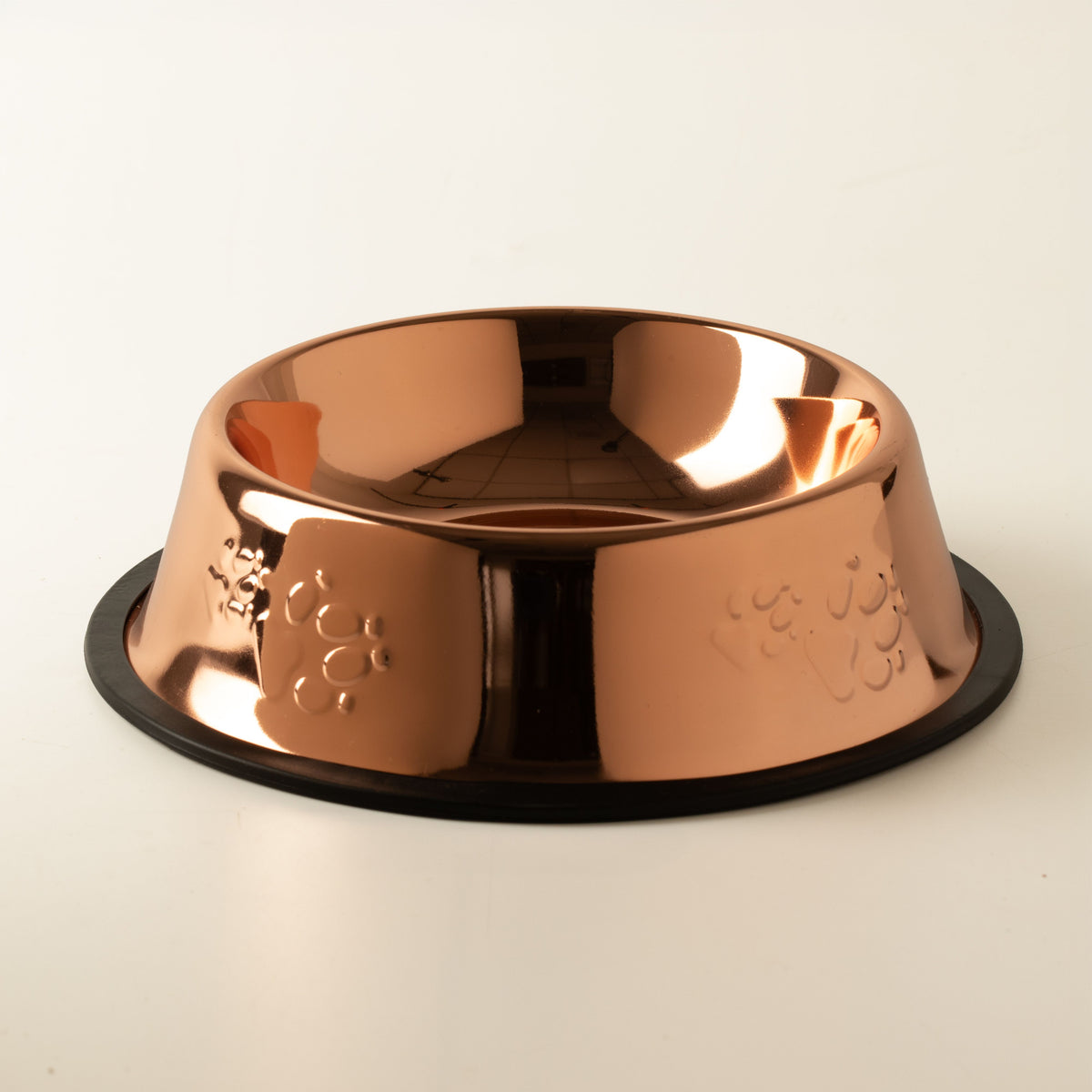 PAW copper-style pet bowl with embossed paw prints