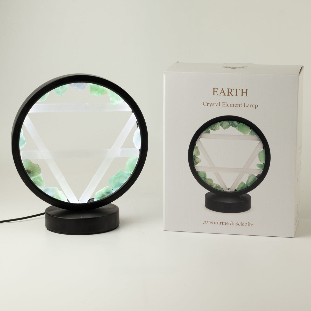 Lamp beside its Earth Crystal Element Lamp box