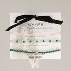 Forest Spirit gemstone bracelet set on an illustrated Nymph card