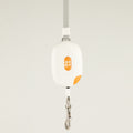 Paw Pocket Pod white retractable lead with orange detail, strap and metal clip