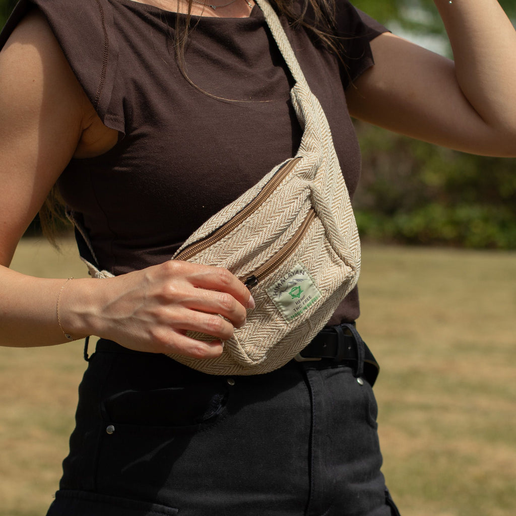 Cotton Hemp Style Belt (or Fanny) Bag - Natural