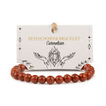 Petite Carnelian bracelet with polished red beads and illustrated card