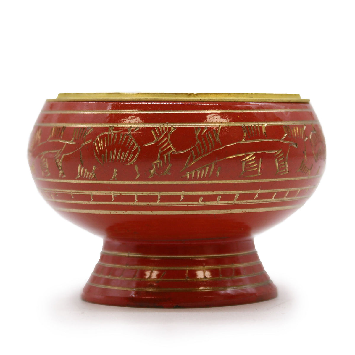 Sacral chakra incense jar in red and gold, shown from the side against a white background