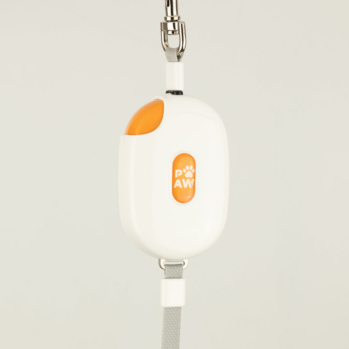 Front view of the white Pocket Pod casing with orange detail