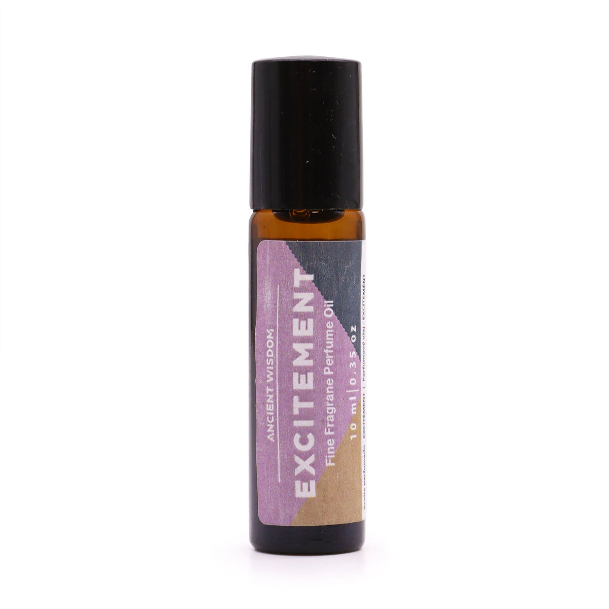Excitement Fine Fragrance Perfume Oil 10ml in an amber roll-on bottle with a black cap