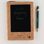 Handwritten words on the notebook’s LCD wipe screen