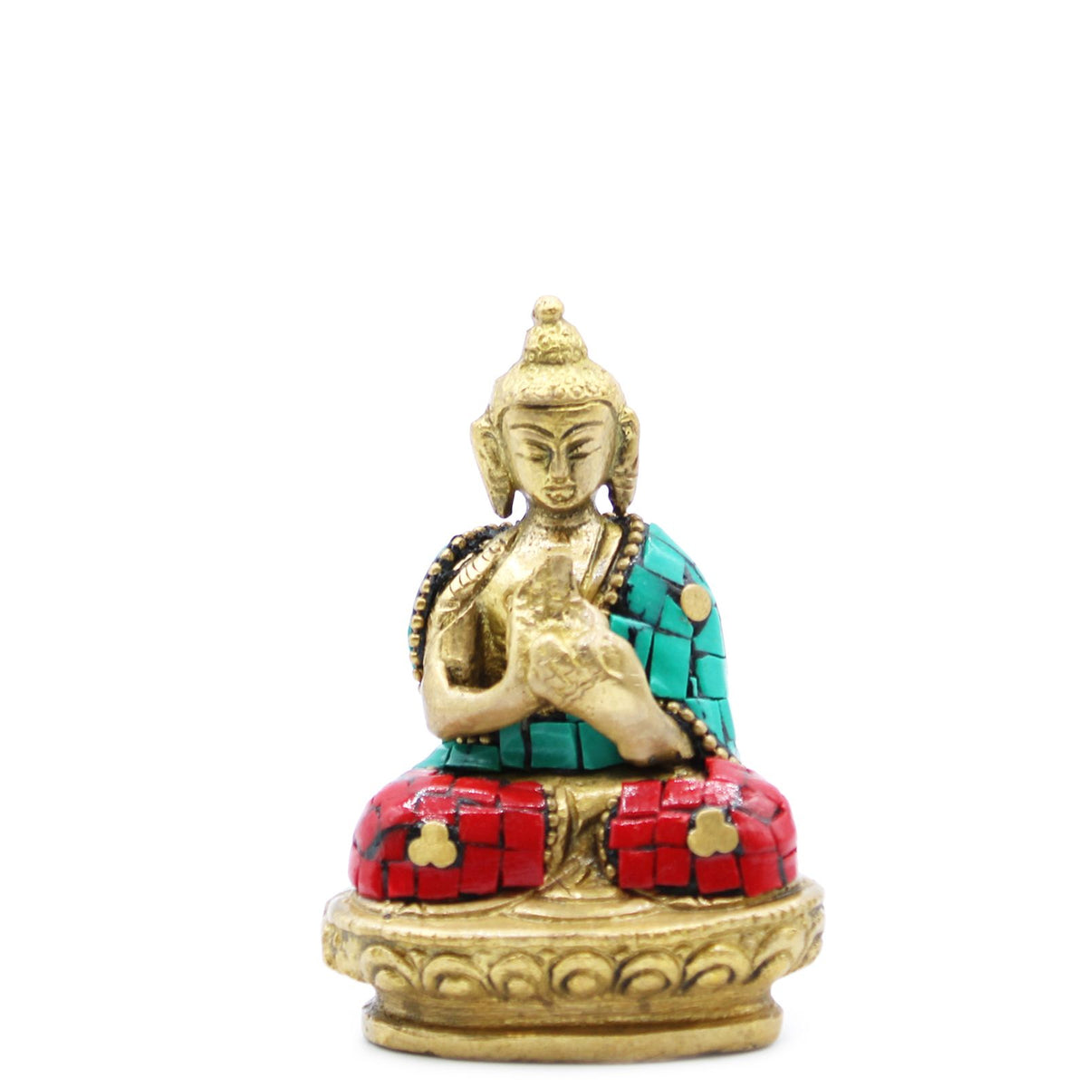 Blessing Buddha figure shown alone from the front on a plain white background