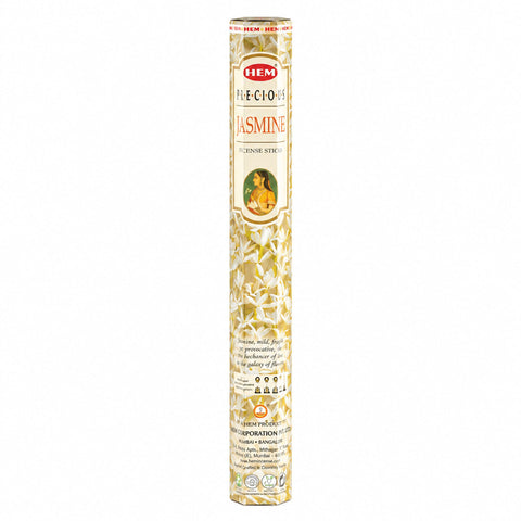 HEM Precious Jasmine incense in a tall hexagonal pack