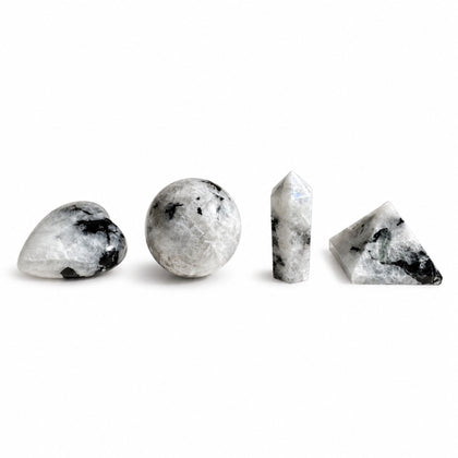 Four Gemstone Shapes Set, Rainbow Moonstone