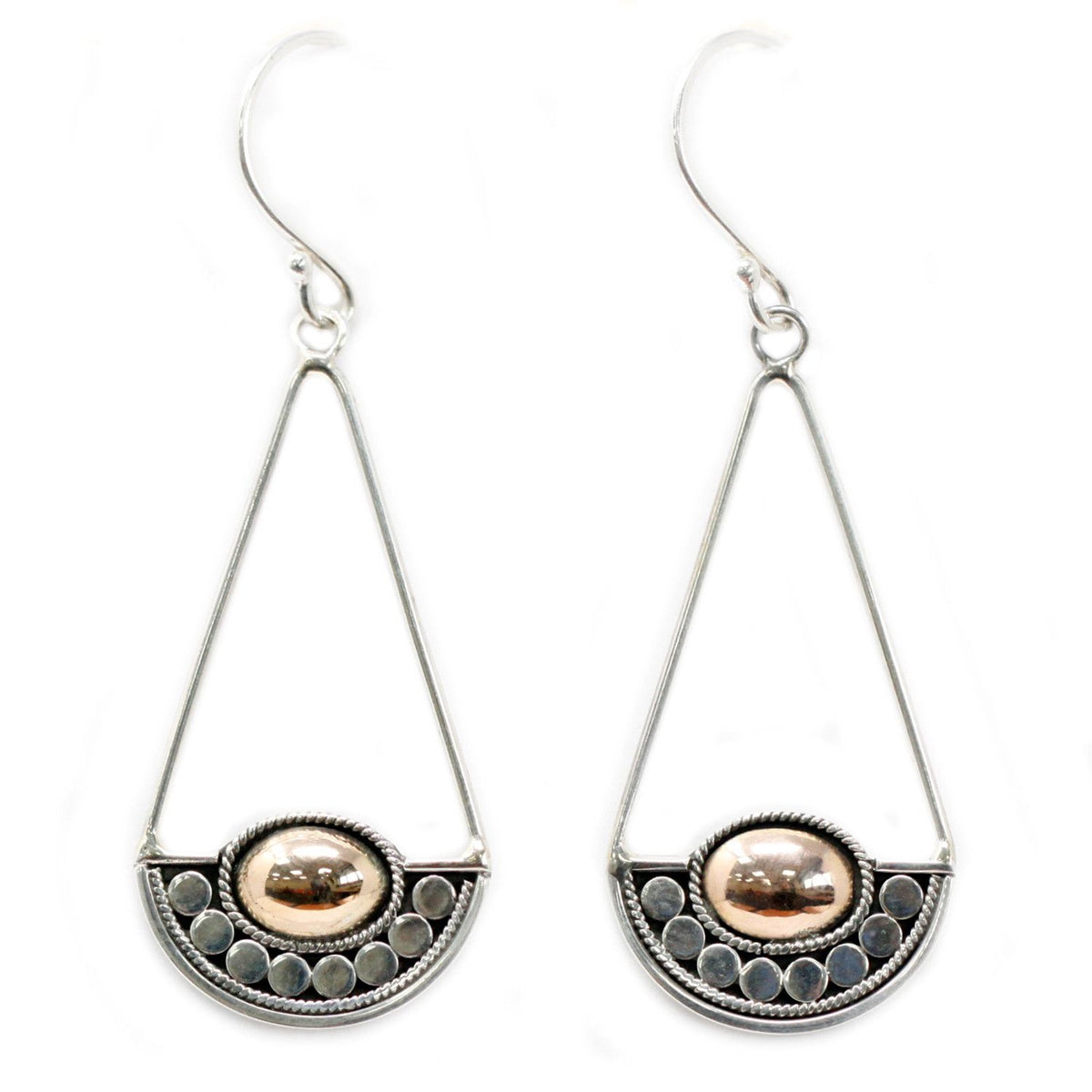 Pair of Luna Balance earrings isolated on a white background, viewed from the front