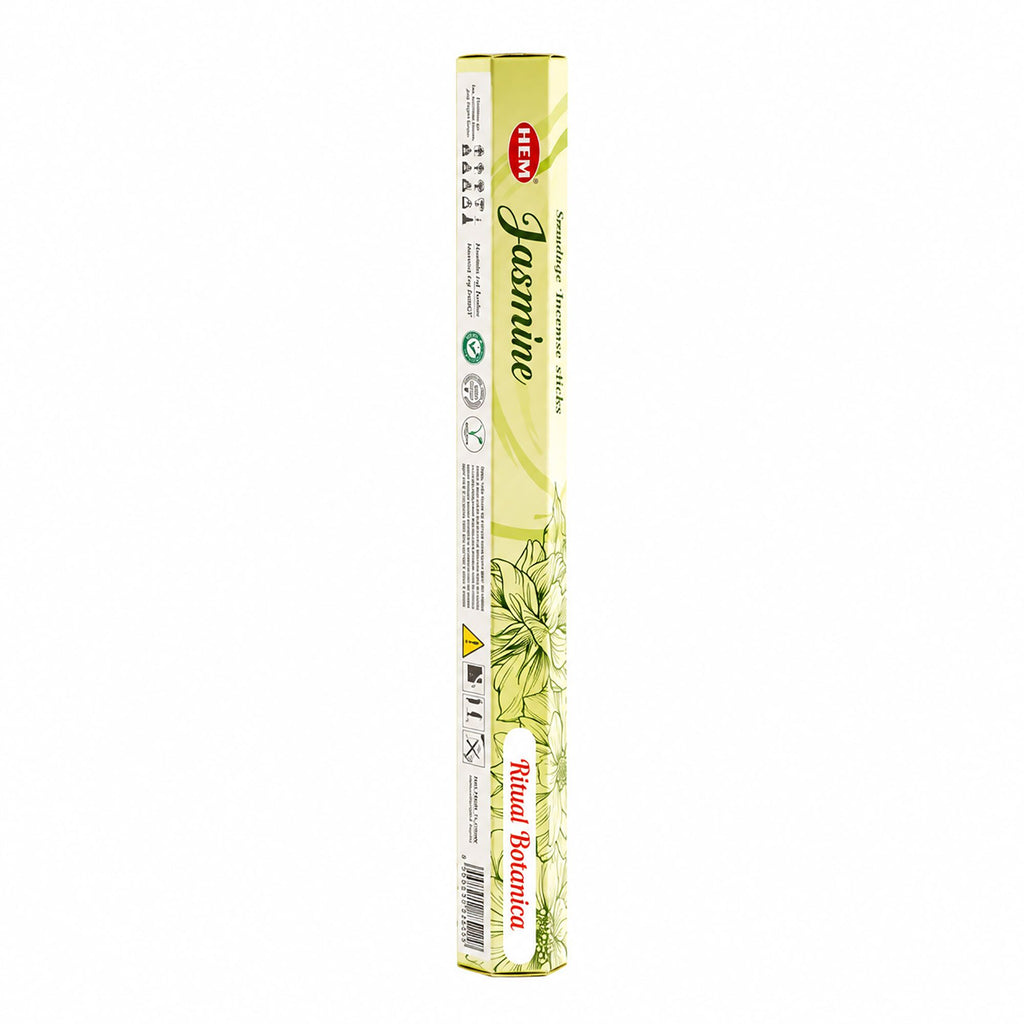 HEM Jasmine incense pack in a pale green hexagonal box