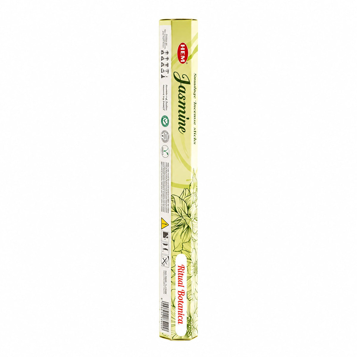 HEM Jasmine incense pack in a pale green hexagonal box