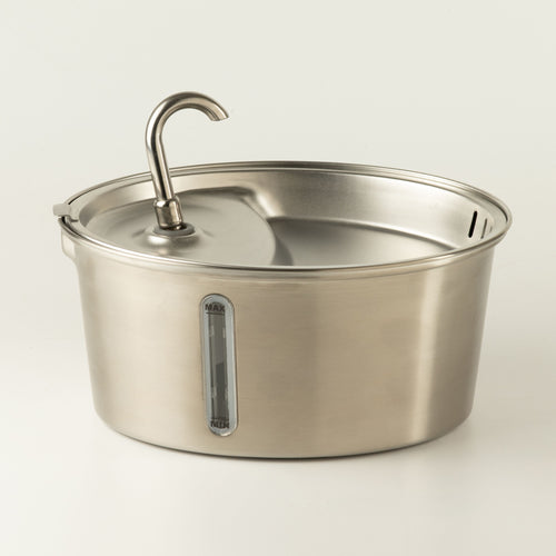 PAW stainless steel pet water fountain with curved spout