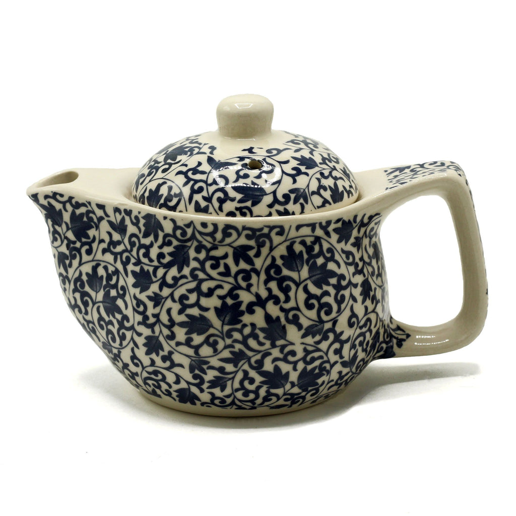 Small herbal teapot with an all-over blue pattern