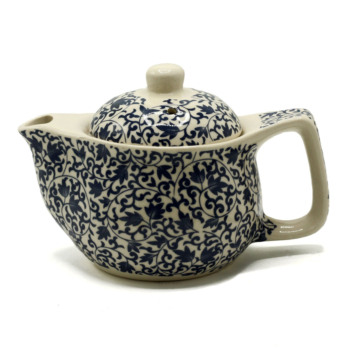 Small herbal teapot with an all-over blue pattern