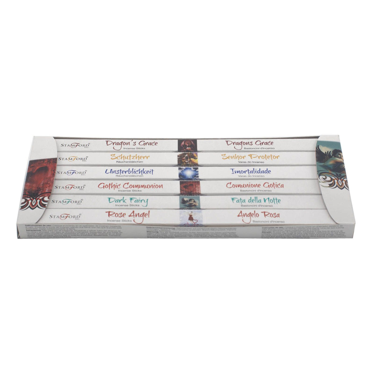 Stamford Mystical Incense Gift Set box, six fragrance names printed on the lid