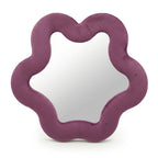 Soft squiggly star mirror in mauve velvet, full front view
